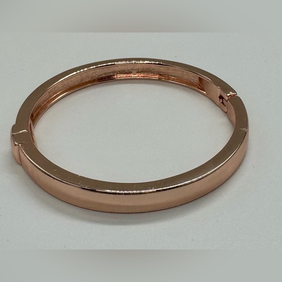 Rose Gold Tone Pave Crystal Hinged Bangle Bracelet Made with Swarovski Crystals - Picture 8 of 11